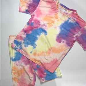 Colorful Tie-Dye Kids Shorts Set